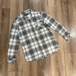 Fox Plaid Button-Up Long Sleeve Shirt Medium